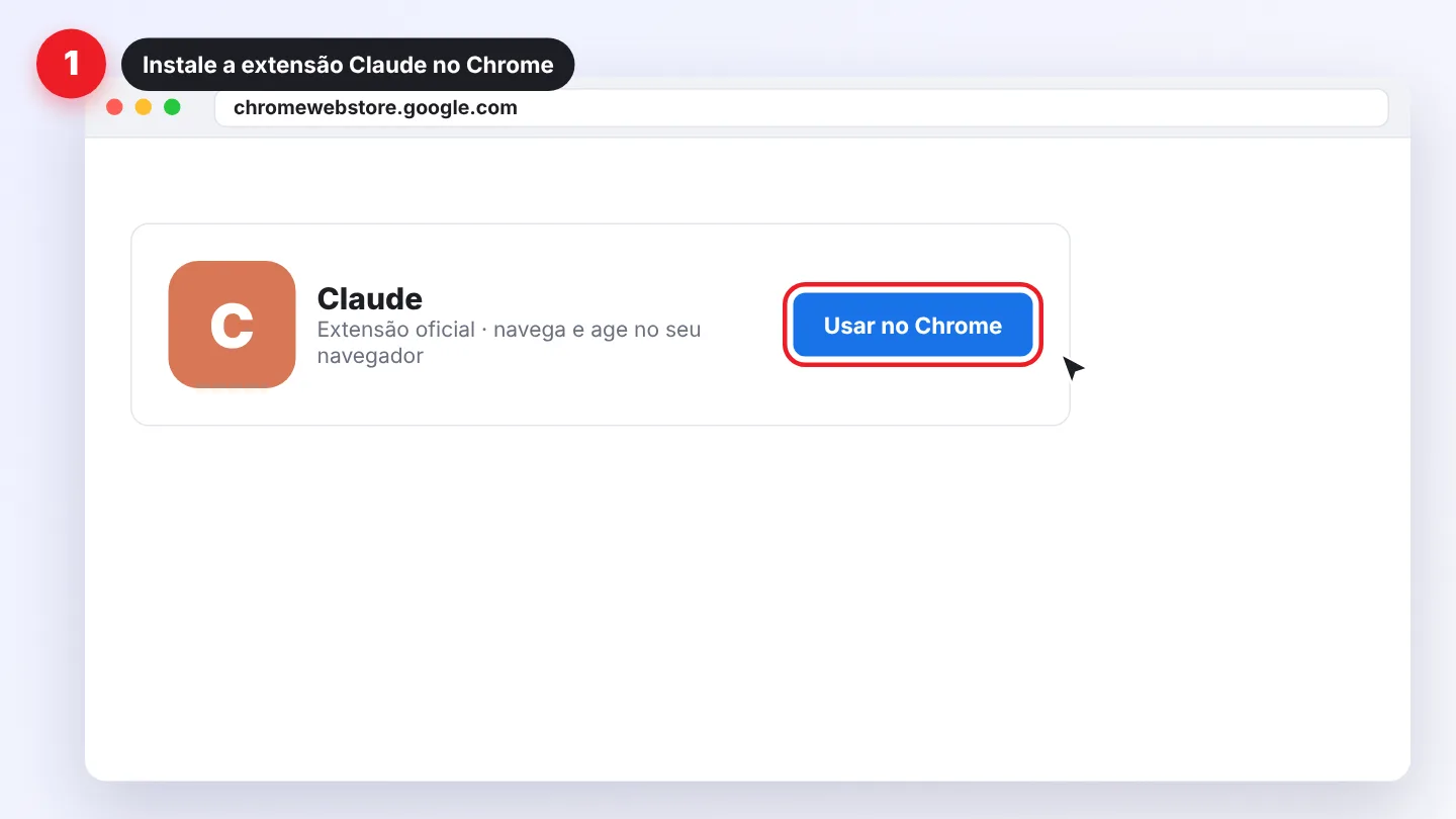 Passo 1 do navegador: instalar a extensão Claude no Chrome